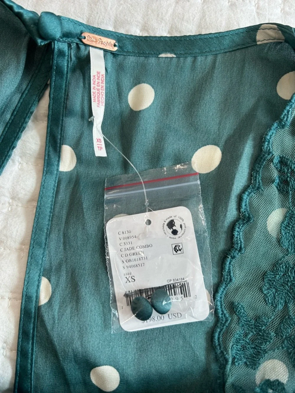 Free People Teal Green Polka Dot Midi Dress